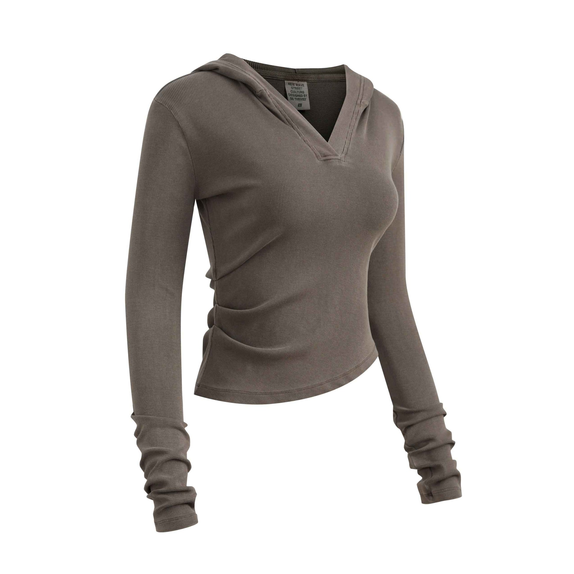 275GSM Women’s Slim-Fit Pigment-Wash Long-Sleeve Sweatshirt