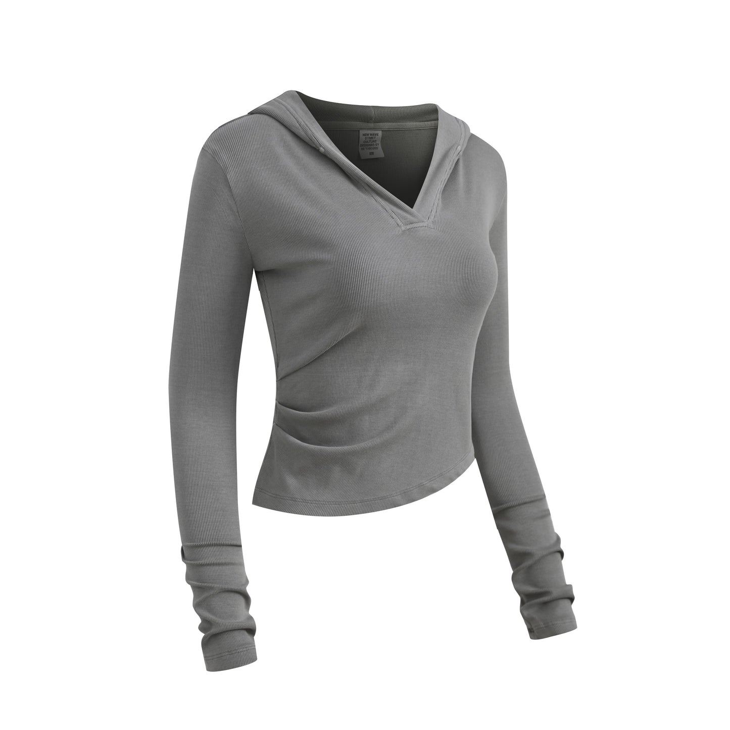 275GSM Women’s Slim-Fit Pigment-Wash Long-Sleeve Medium gray