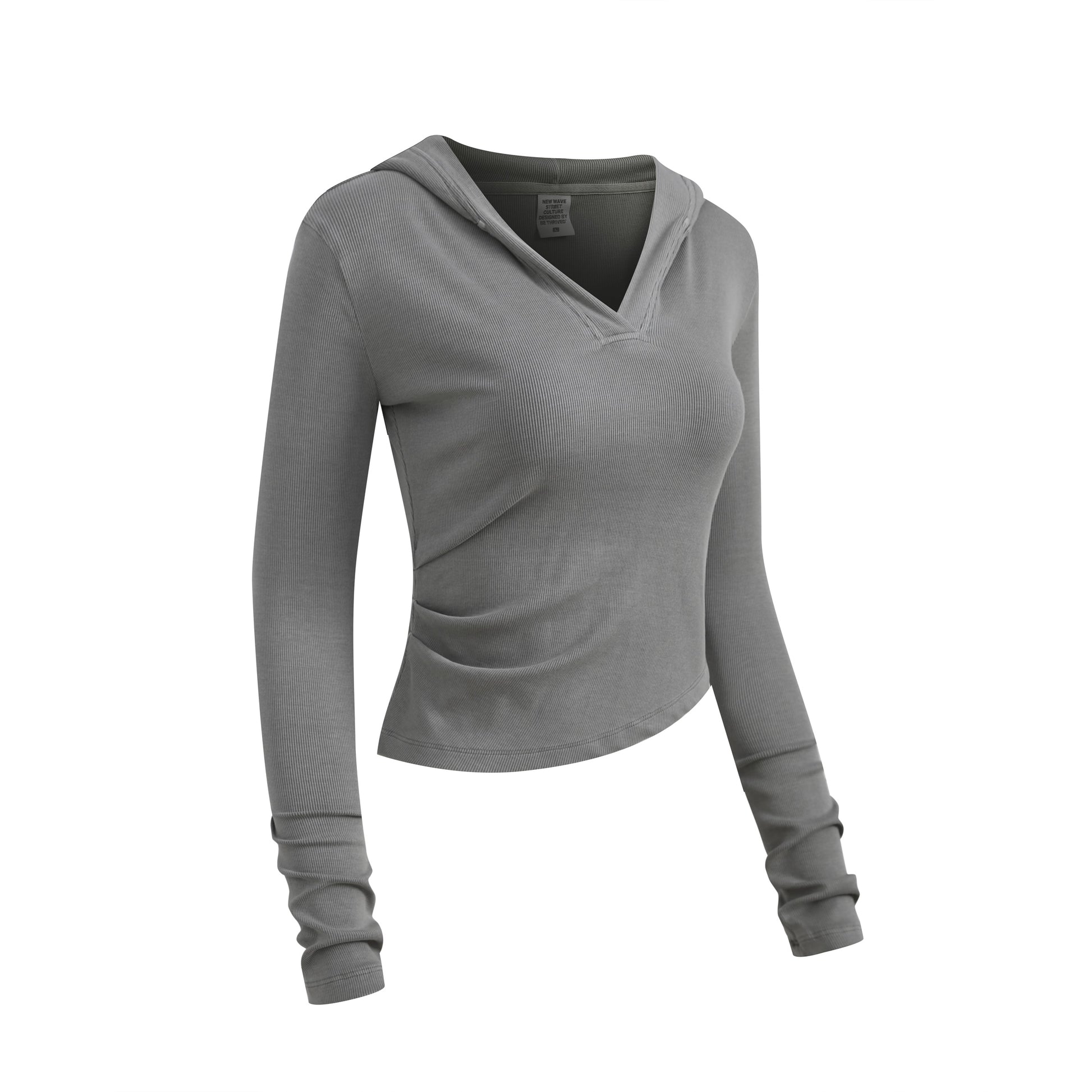 275GSM Women’s Slim-Fit Pigment-Wash Long-Sleeve Medium gray