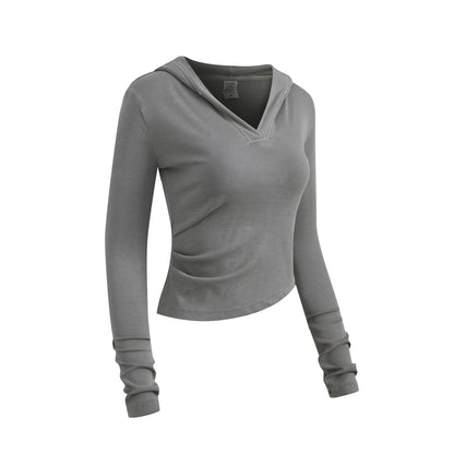 275GSM Women’s Slim-Fit Pigment-Wash Long-Sleeve Medium gray