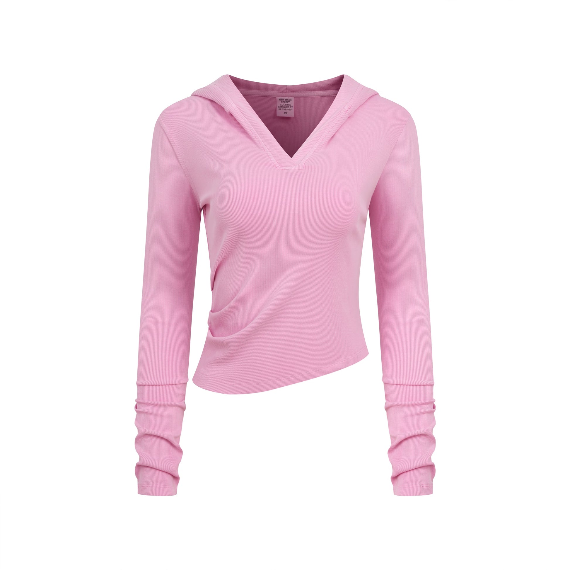 275GSM Women’s Slim-Fit Pigment-Wash Long-Sleeve Rose pink
