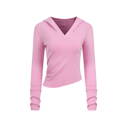 275GSM Women’s Slim-Fit Pigment-Wash Long-Sleeve Rose pink