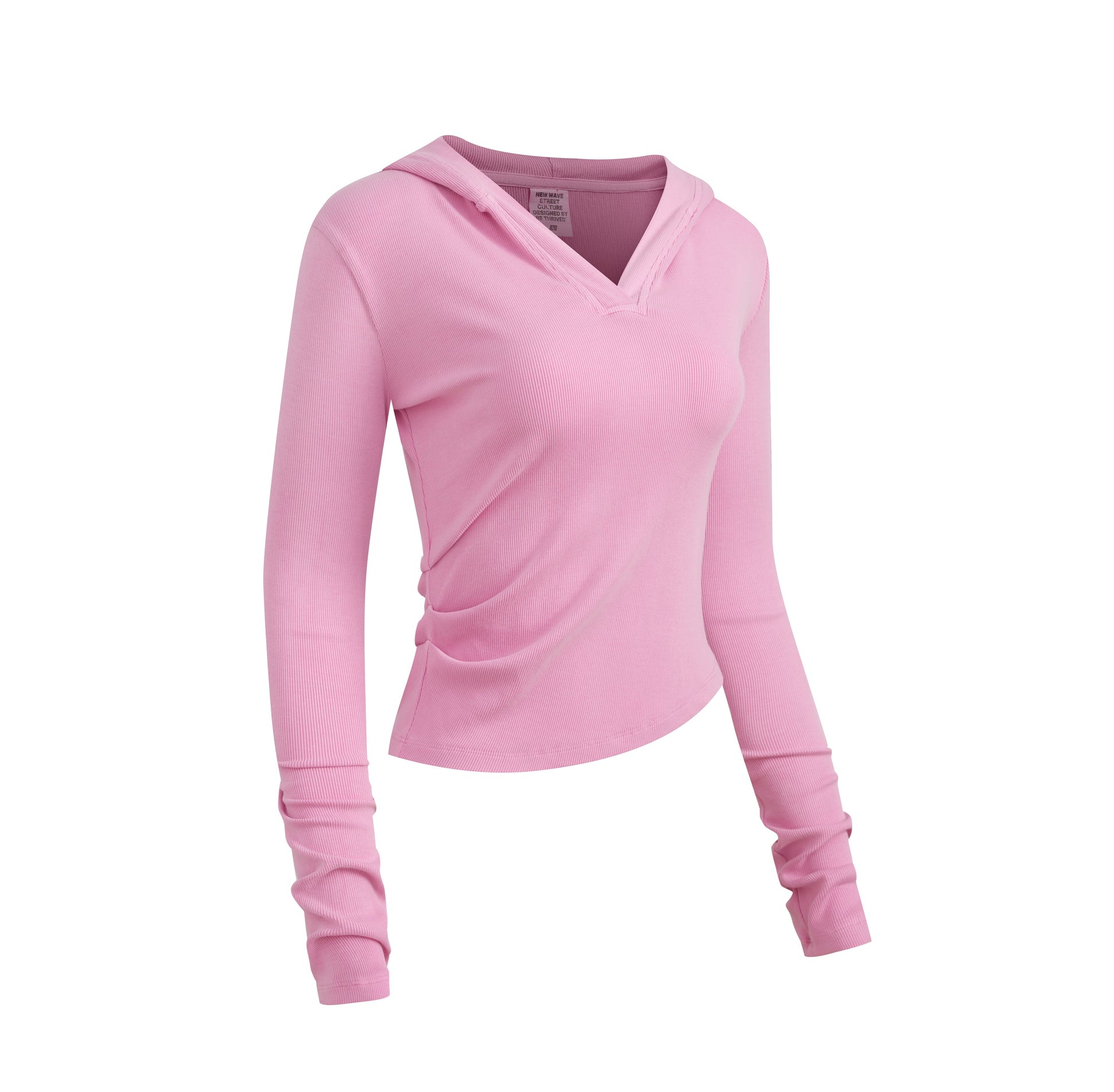 275GSM Women’s Slim-Fit Pigment-Wash Long-Sleeve Rose pink