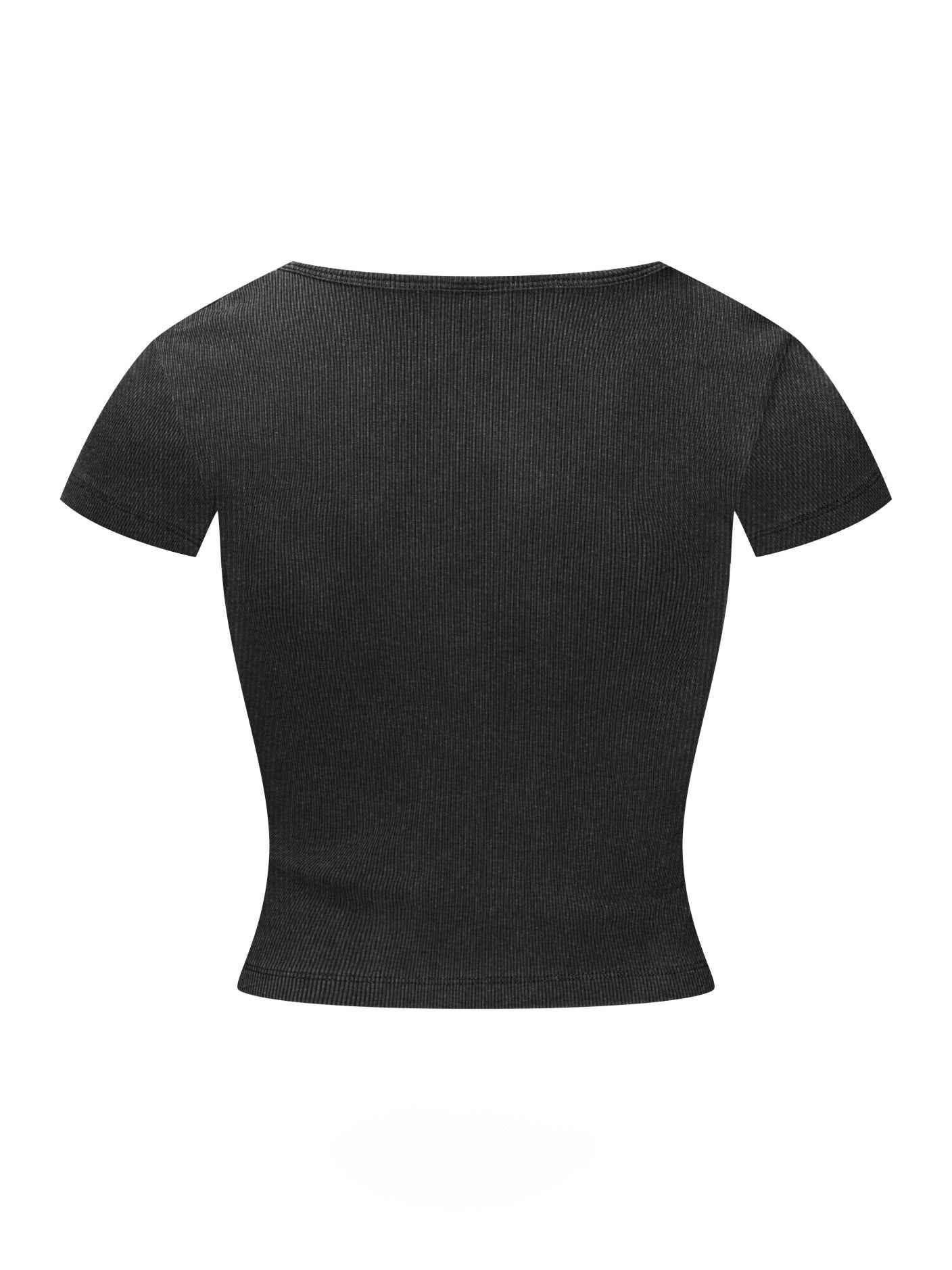 275GSM Women's V-Neck Ski-Inspired Distressed-Wash T-shirt