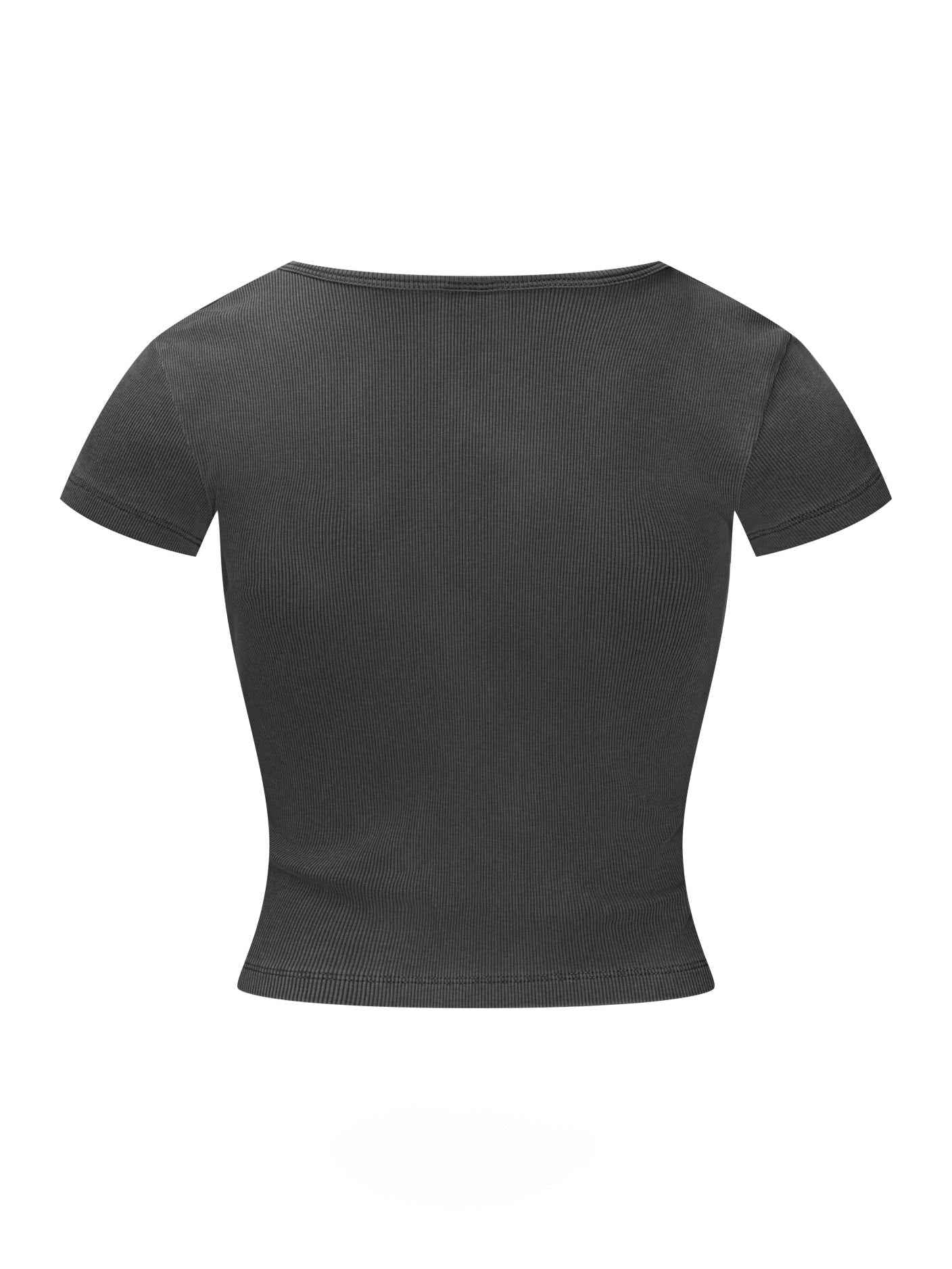275GSM Women's V-Neck Ski-Inspired Distressed-Wash T-shirt