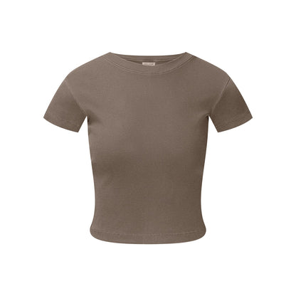 275GSM Women’s Figure-Flattering Straight Shoulder T-shirt Coffee 
