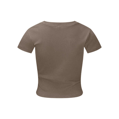 275GSM Women’s Figure-Flattering Straight Shoulder T-shirt Coffee 
