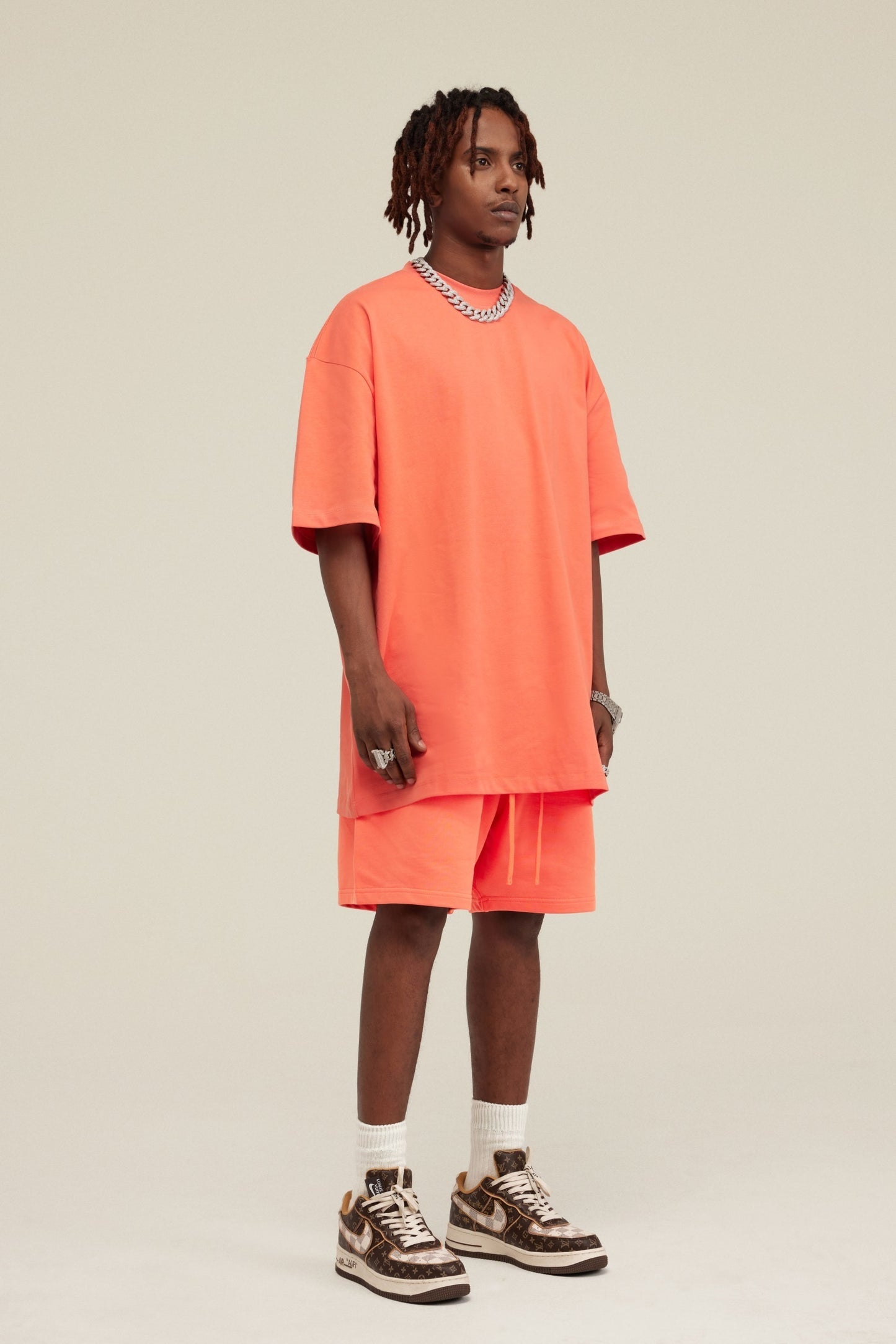 440GSM Unisex Heavyweight French Terry Shorts Orange red