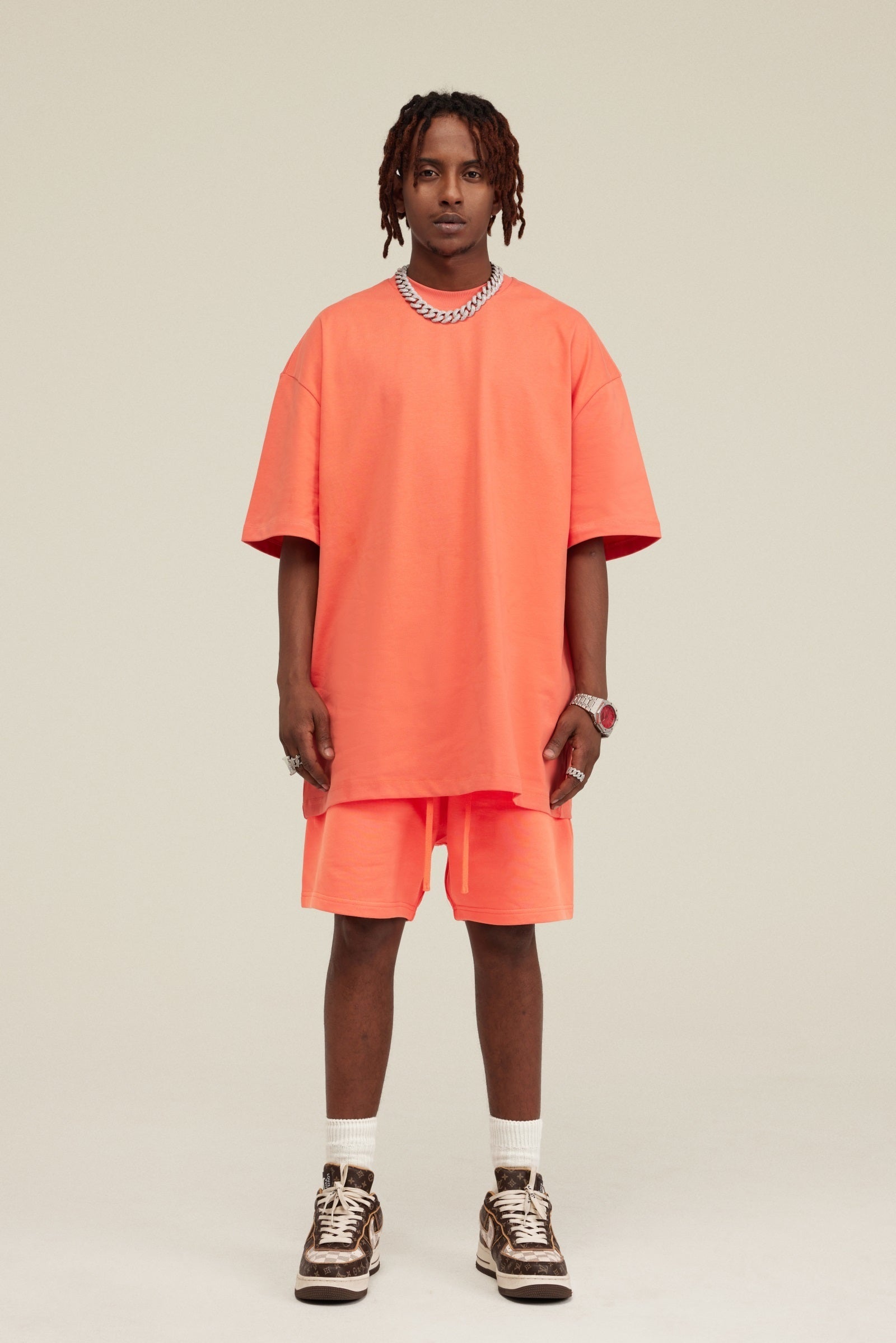 440GSM Unisex Heavyweight French Terry Shorts Orange red