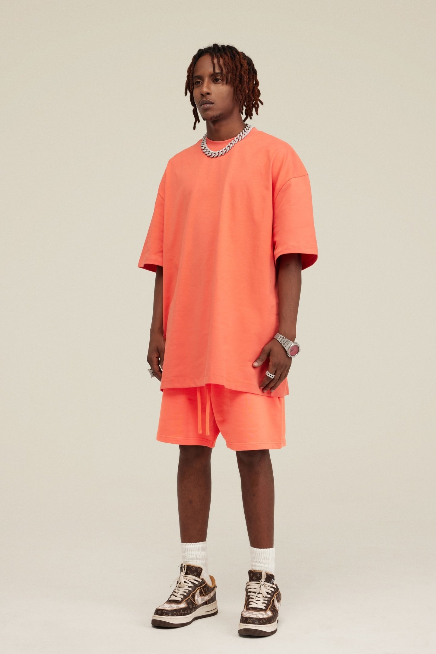 440GSM Unisex Heavyweight French Terry Shorts Orange red