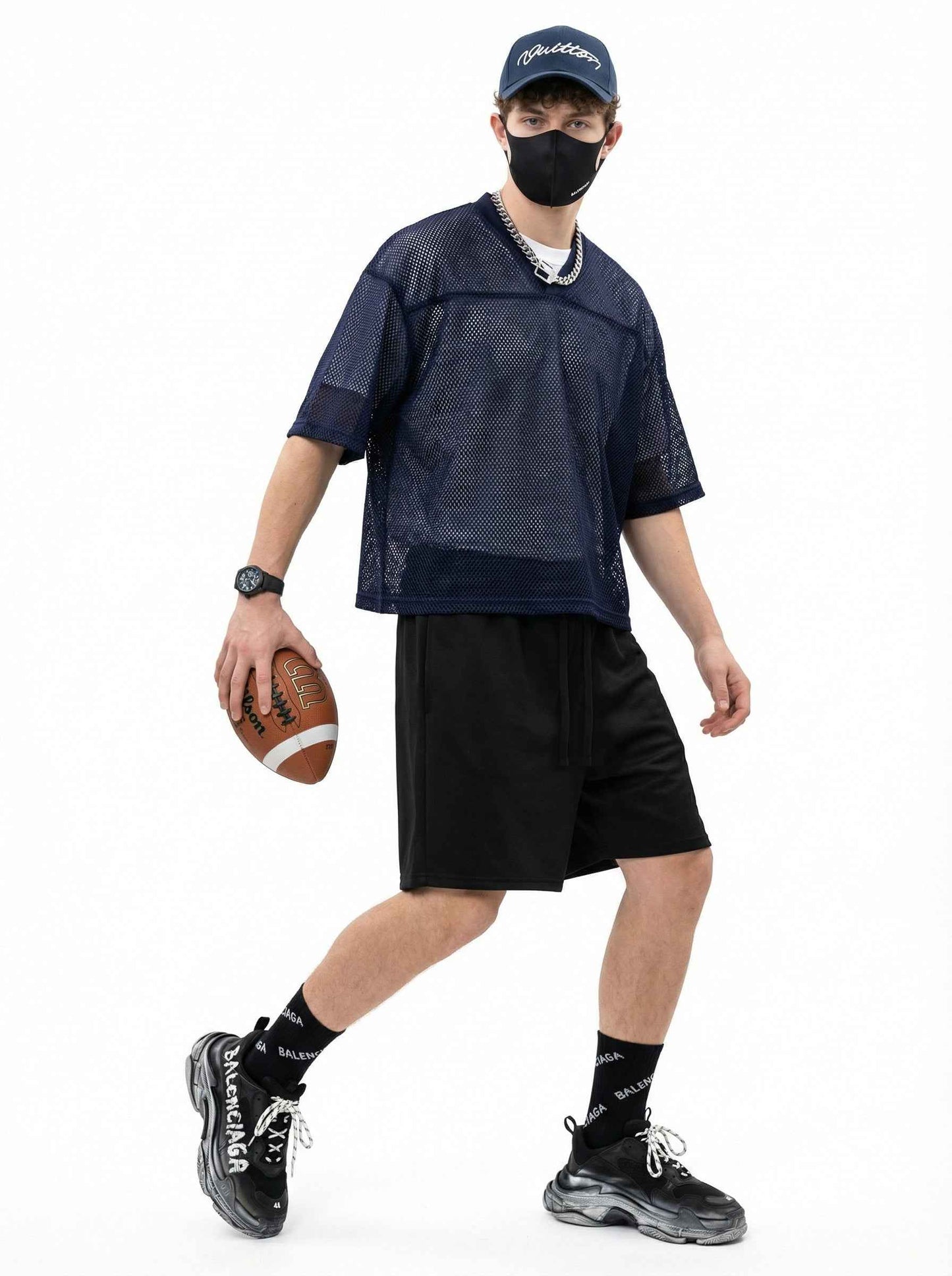 240GSM Men’s Boxy-Fit Mesh Layering V-Neck Tee