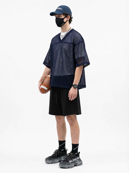 240GSM Men’s Boxy-Fit Mesh Layering V-Neck Tee