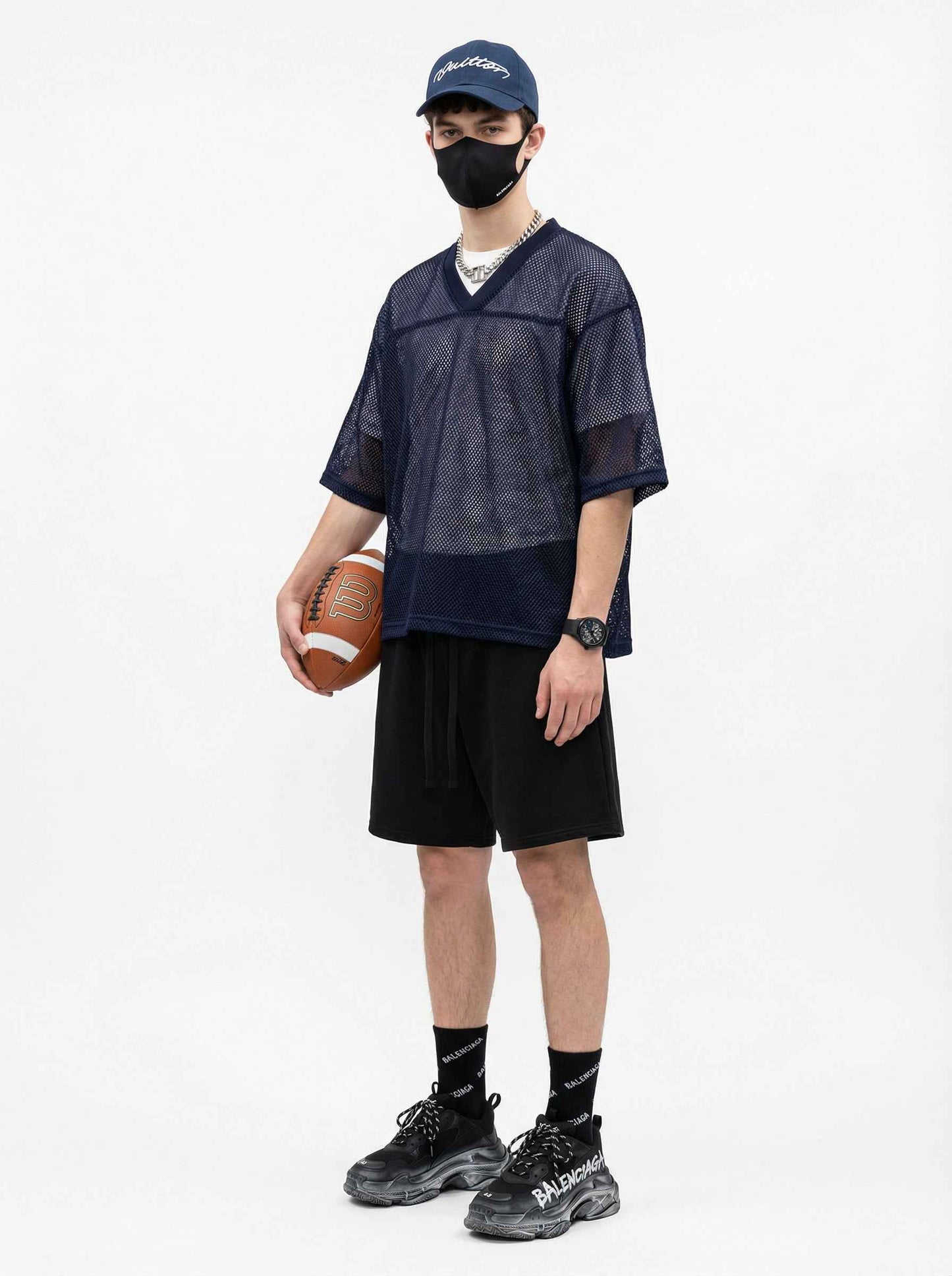 240GSM Men’s Boxy-Fit Mesh Layering V-Neck Tee