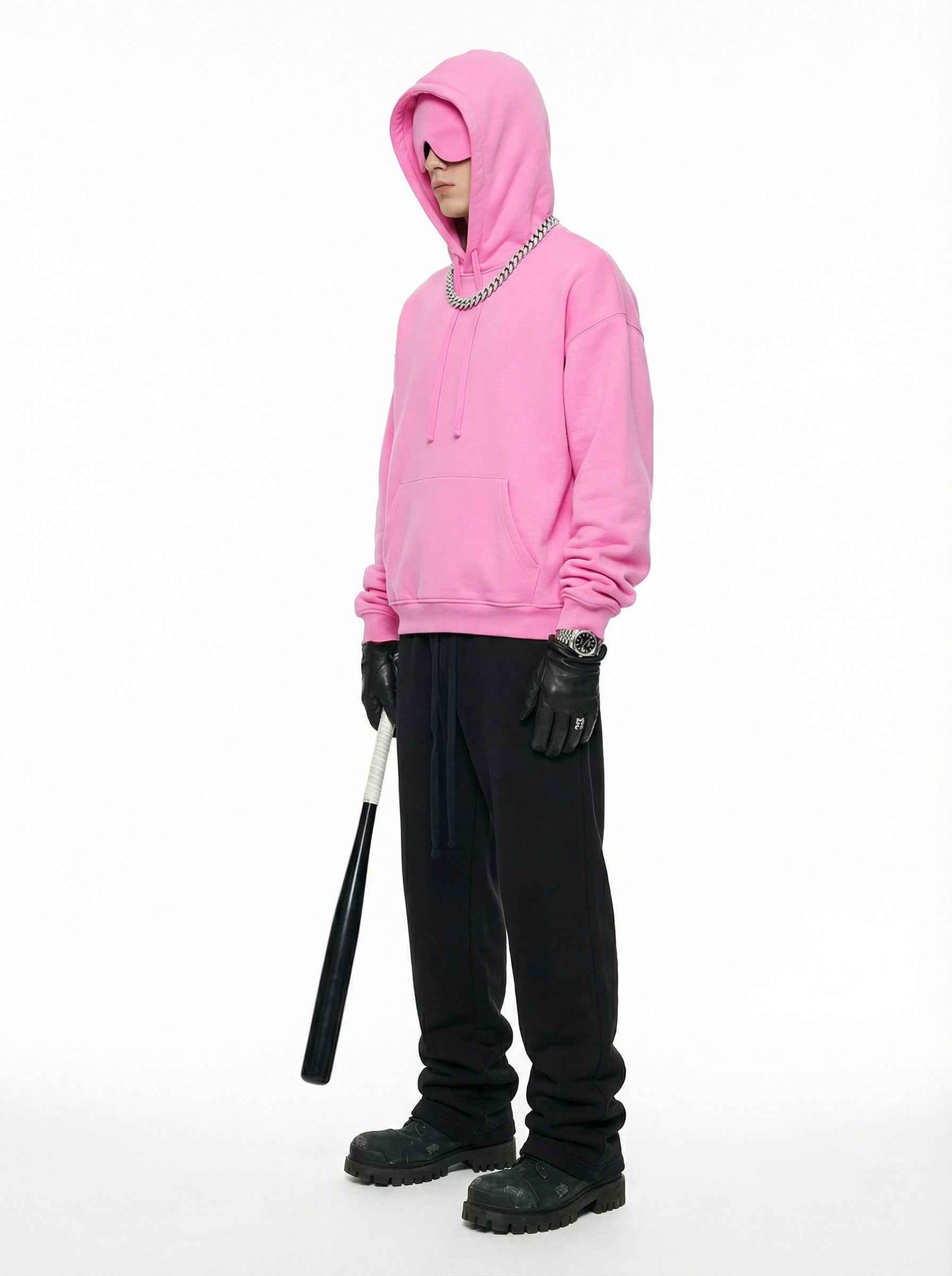 345GSM Men's Eye-Patch Hoodie Basic Plain Solid Color