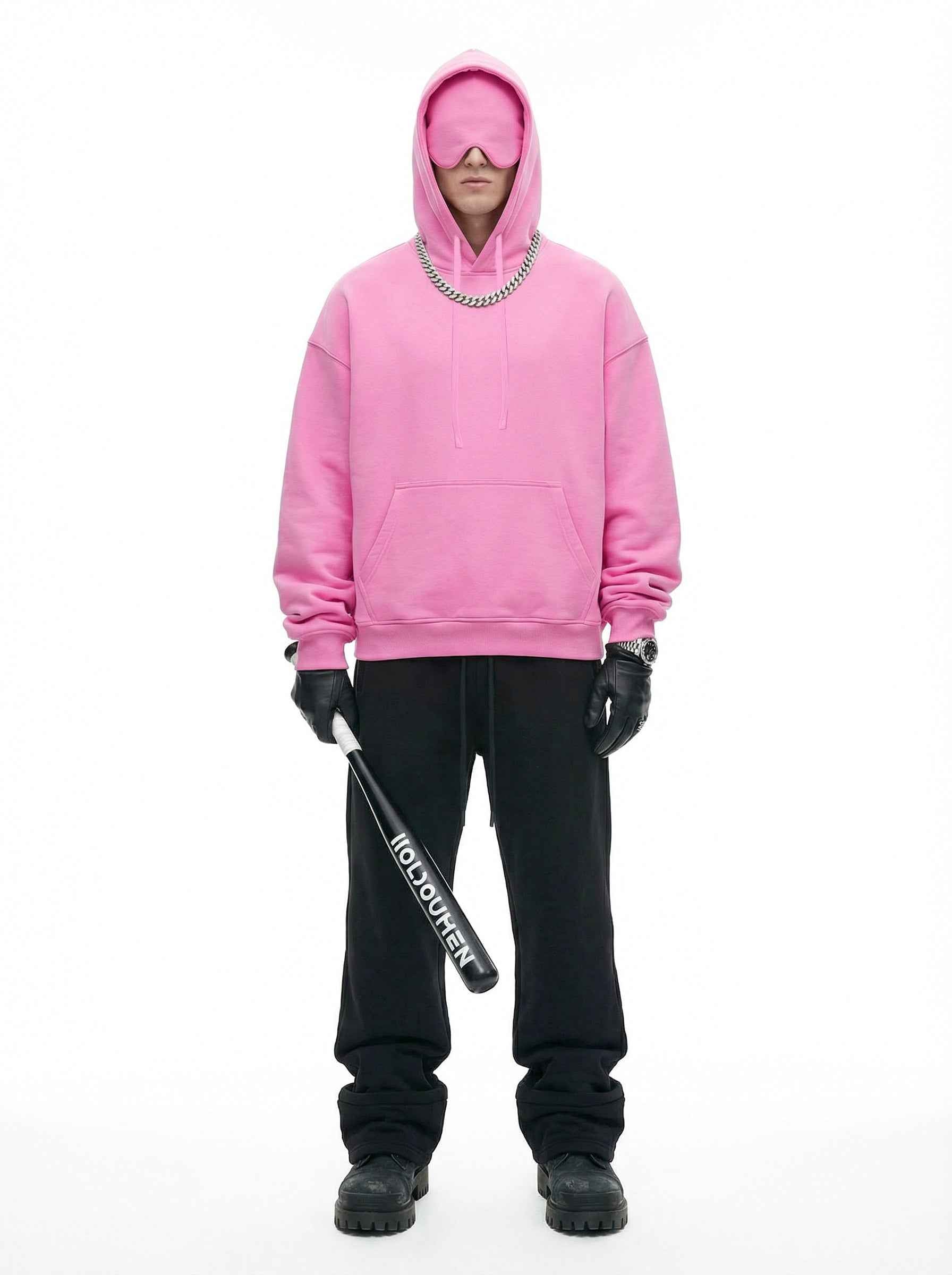 345GSM Men's Eye-Patch Hoodie Basic Plain Solid Color
