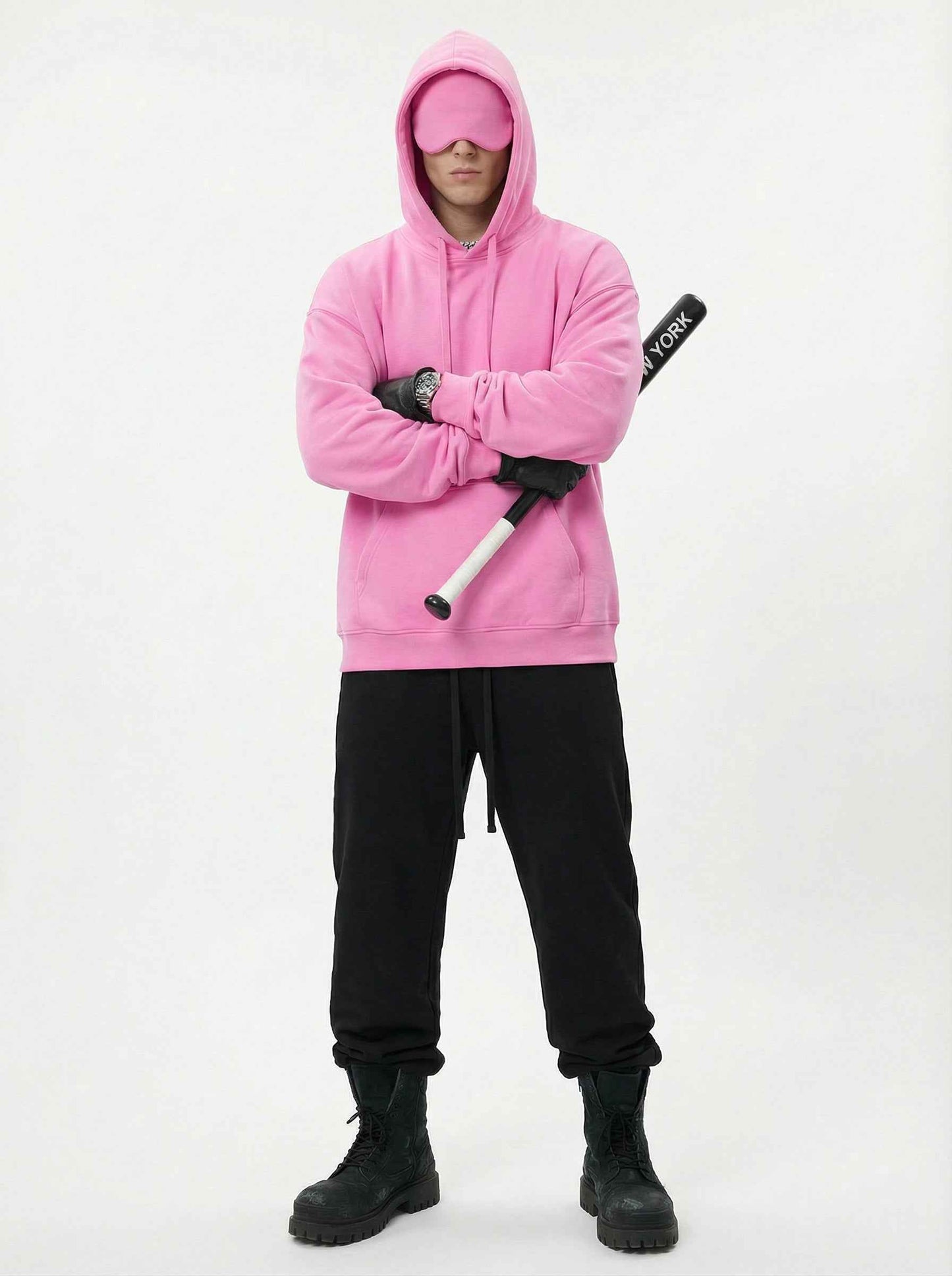 345GSM Men's Eye-Patch Hoodie Basic Plain Solid Color