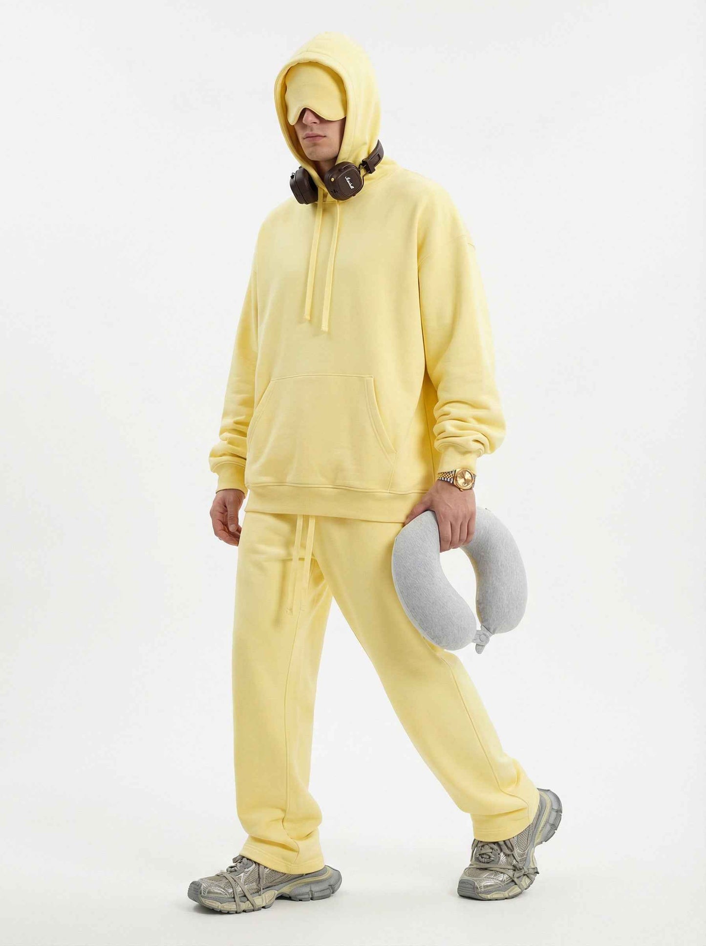 345GSM Men's Eye-Patch Hoodie Basic Plain Solid Color