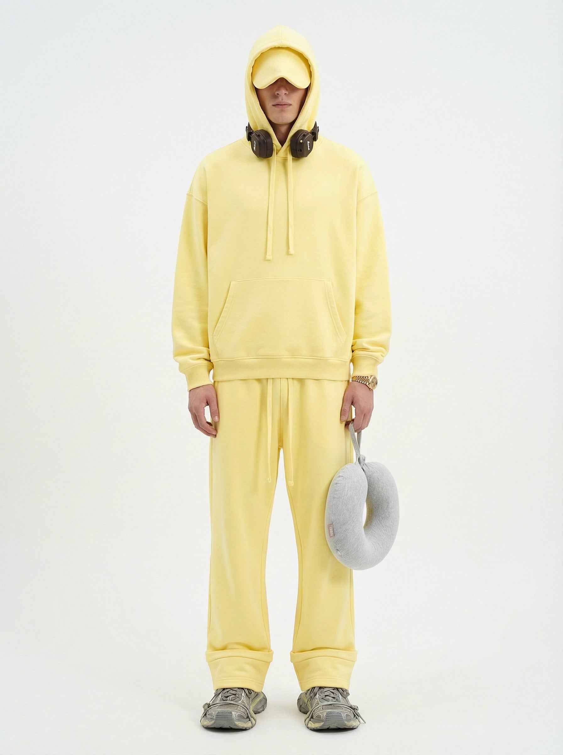 345GSM Men's Eye-Patch Hoodie Basic Plain Solid Color