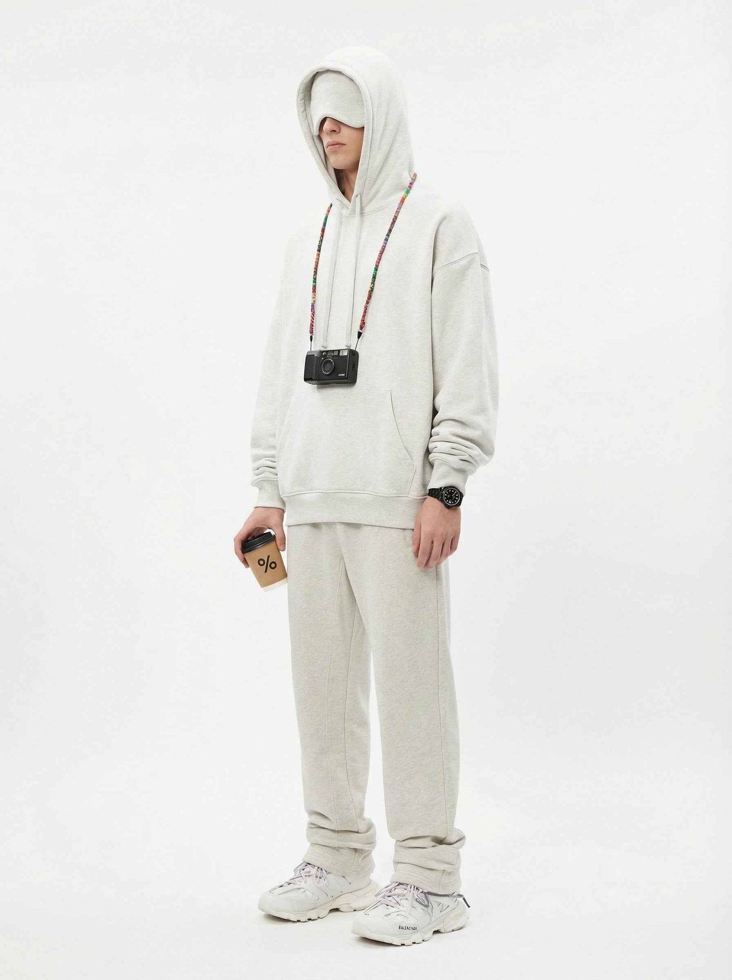 345GSM Men's Eye-Patch Hoodie Basic Plain Solid Color