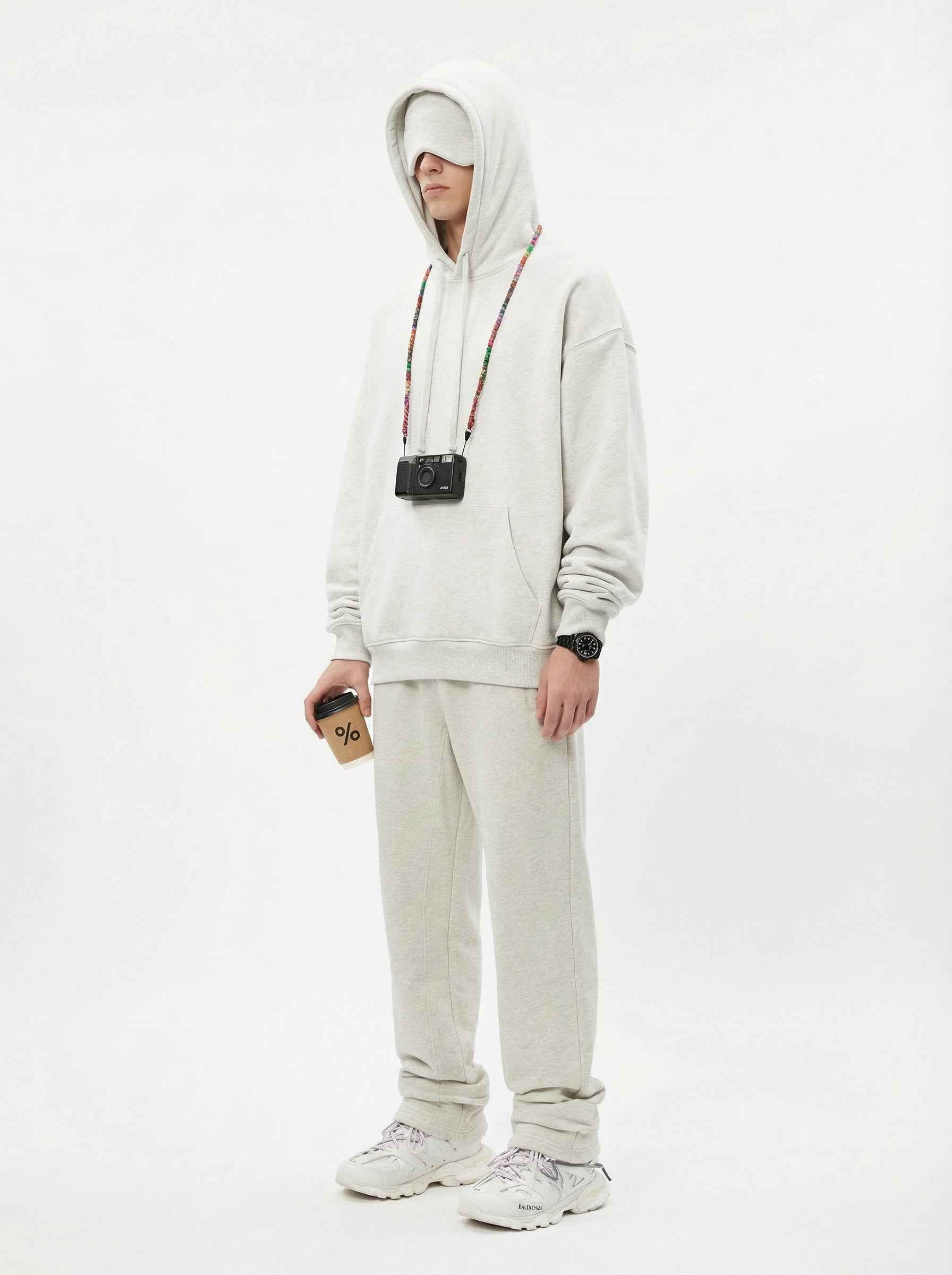 345GSM Men's Eye-Patch Hoodie Basic Plain Solid Color
