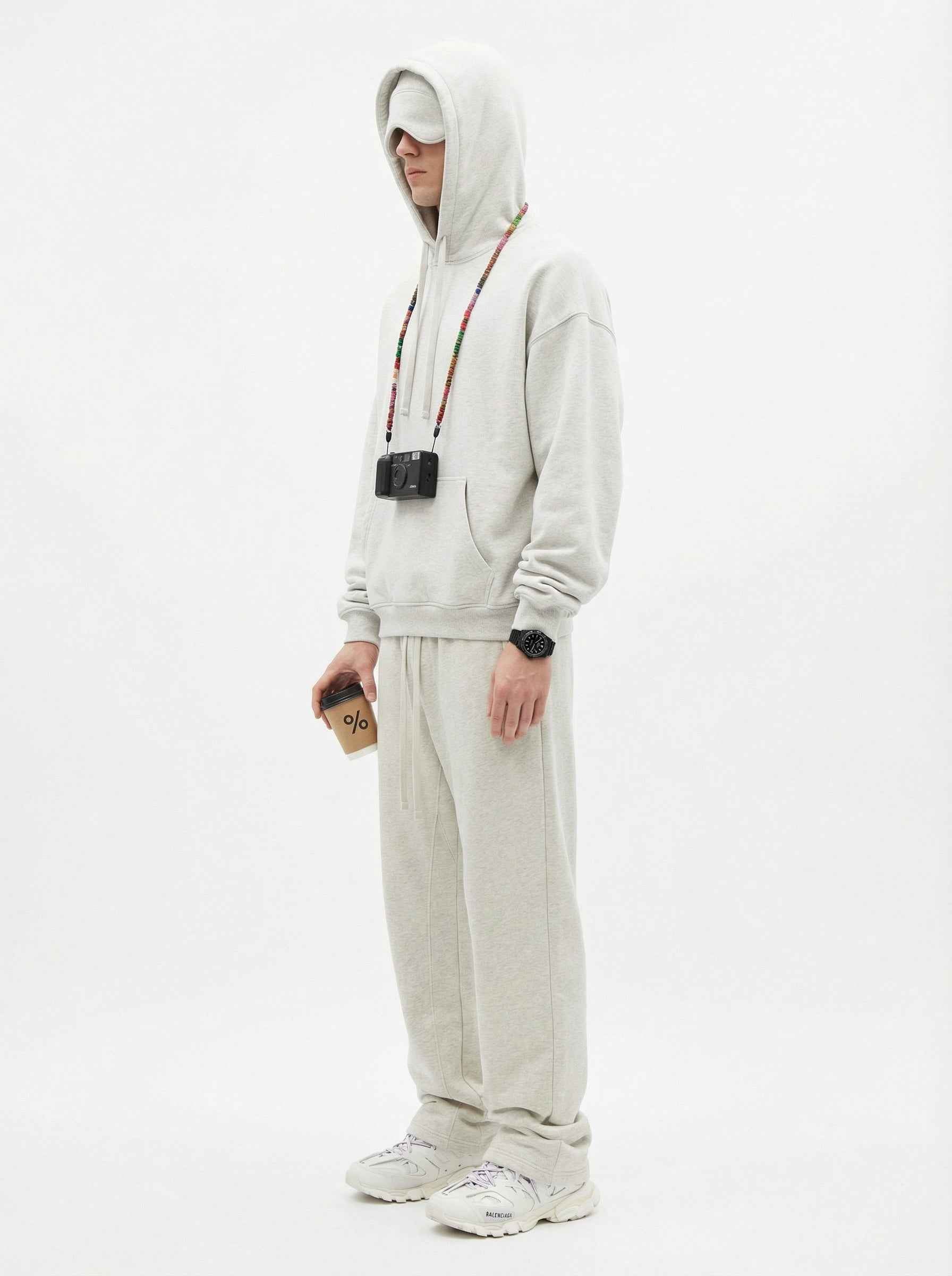 345GSM Men's Eye-Patch Hoodie Basic Plain Solid Color