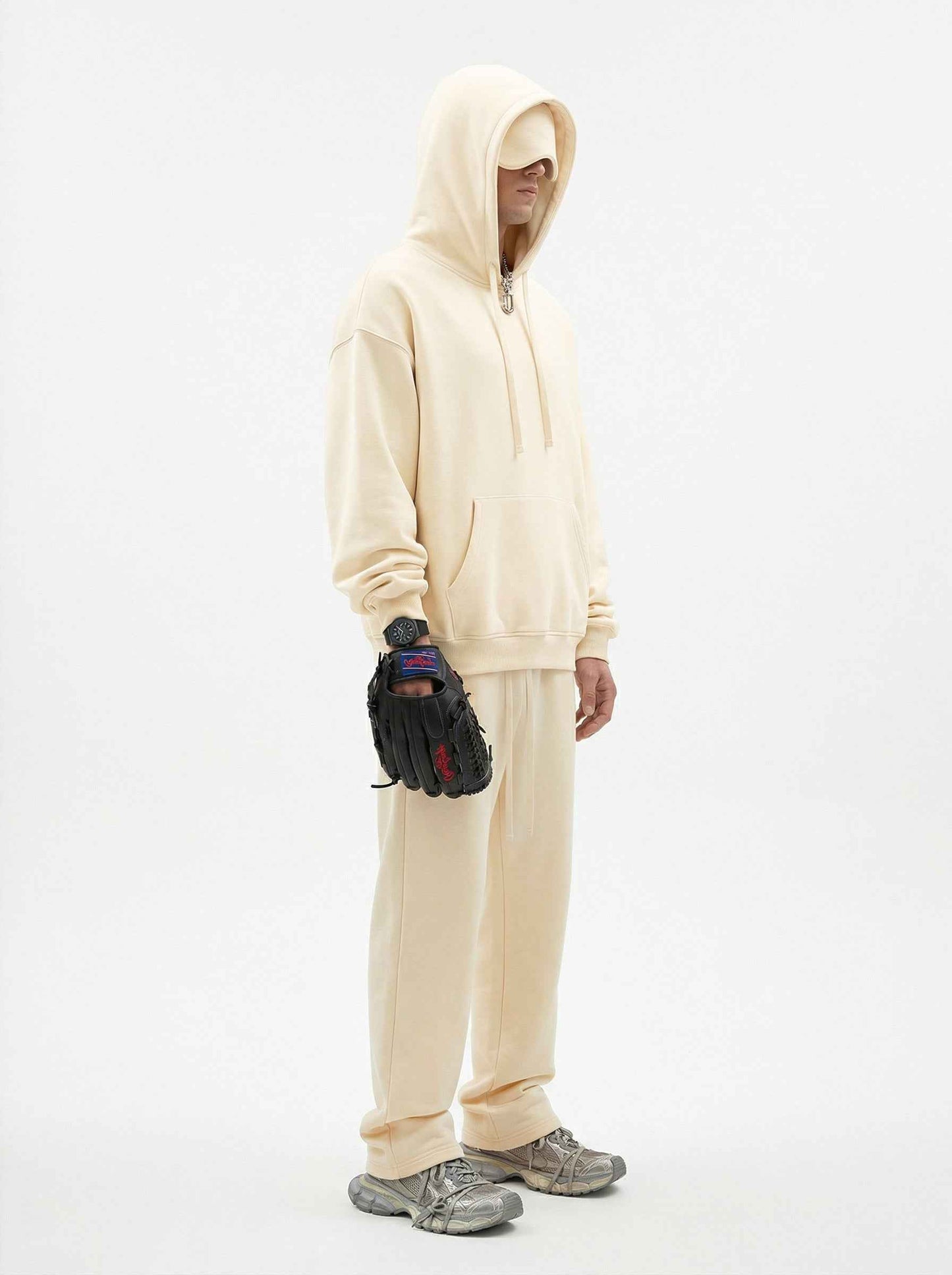 345GSM Men's Eye-Patch Hoodie Basic Plain Solid Color