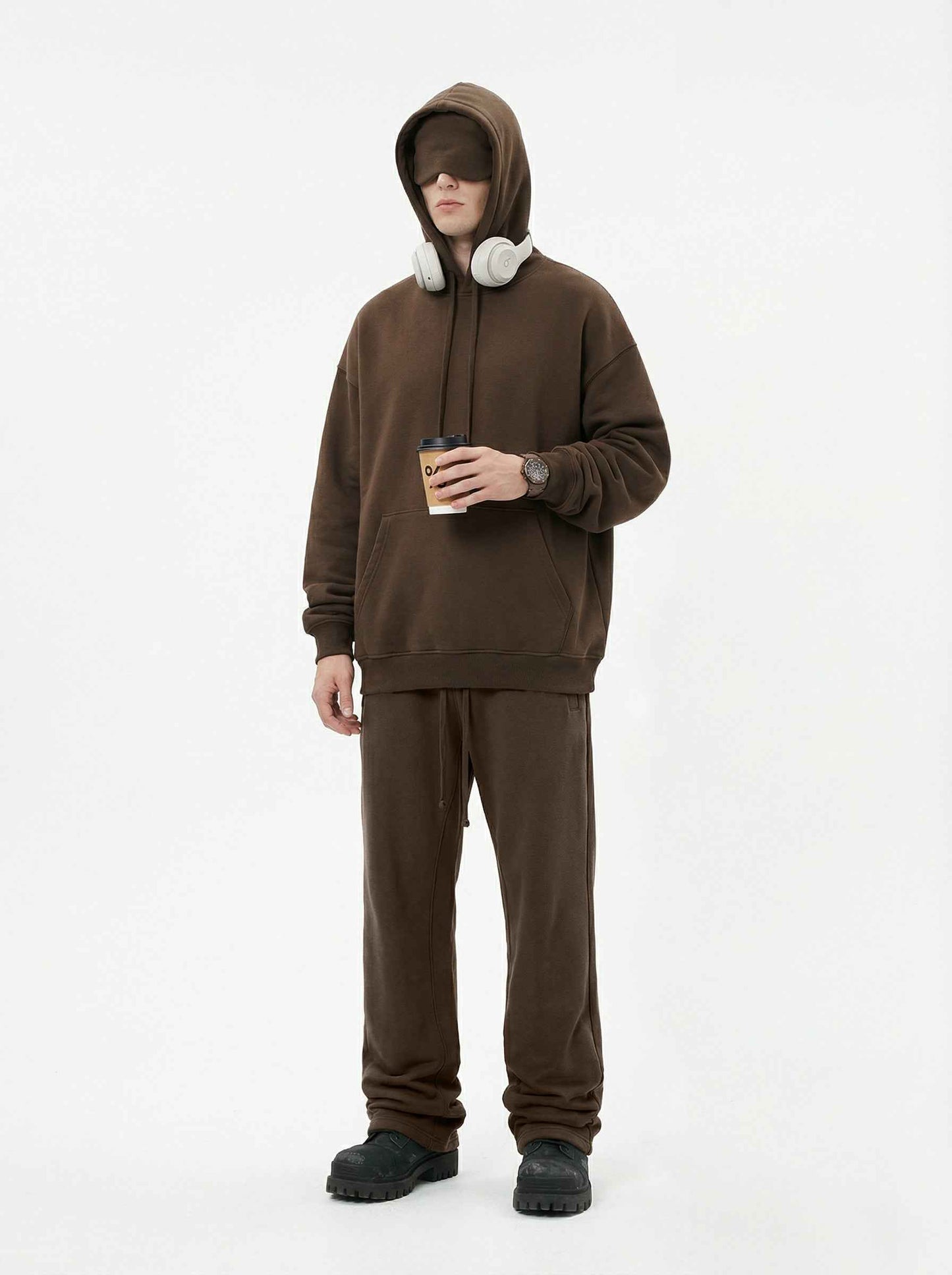 345GSM Men's Eye-Patch Hoodie Basic Plain Solid Color