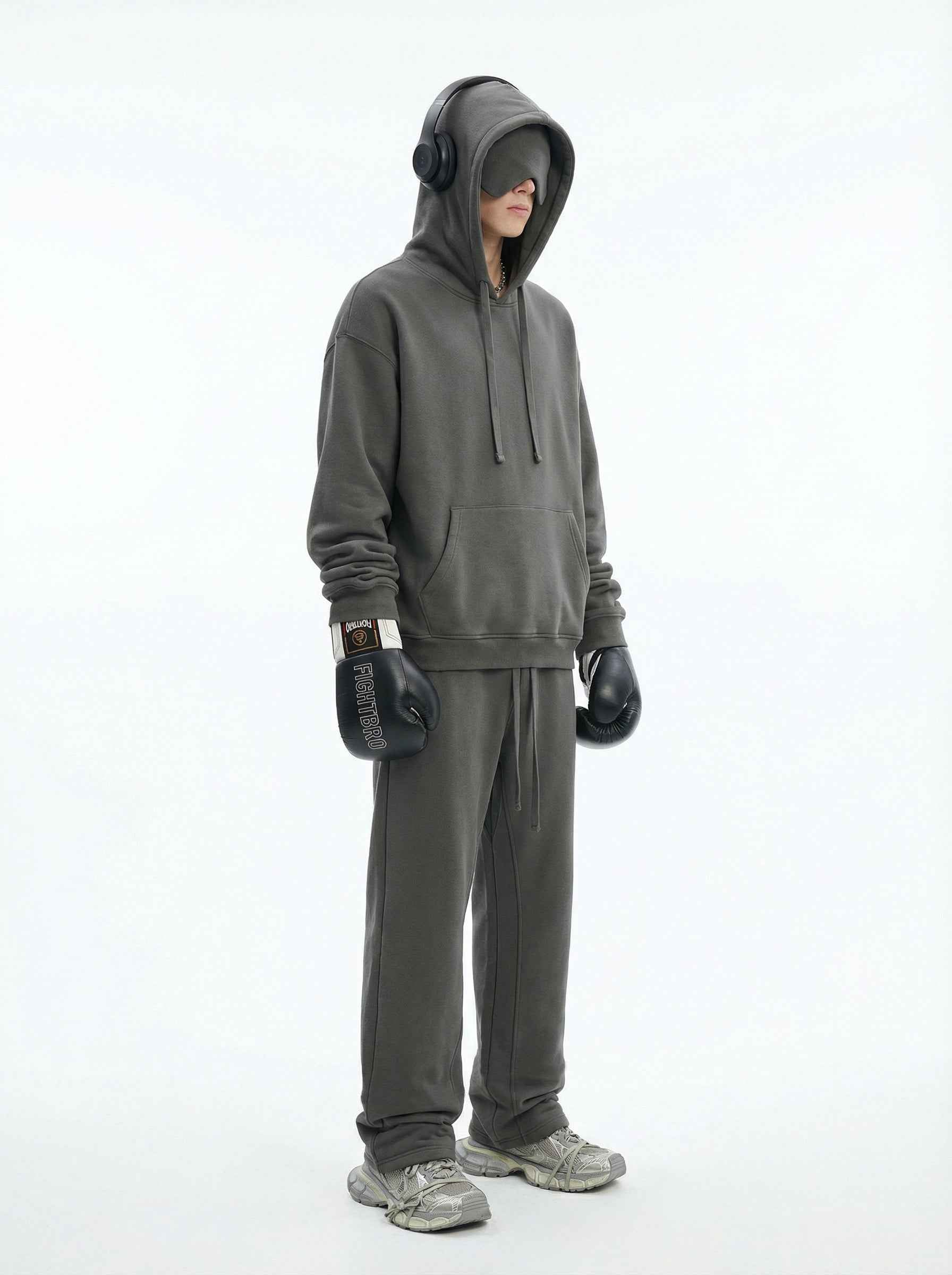 345GSM Men's Eye-Patch Hoodie Basic Plain Solid Color
