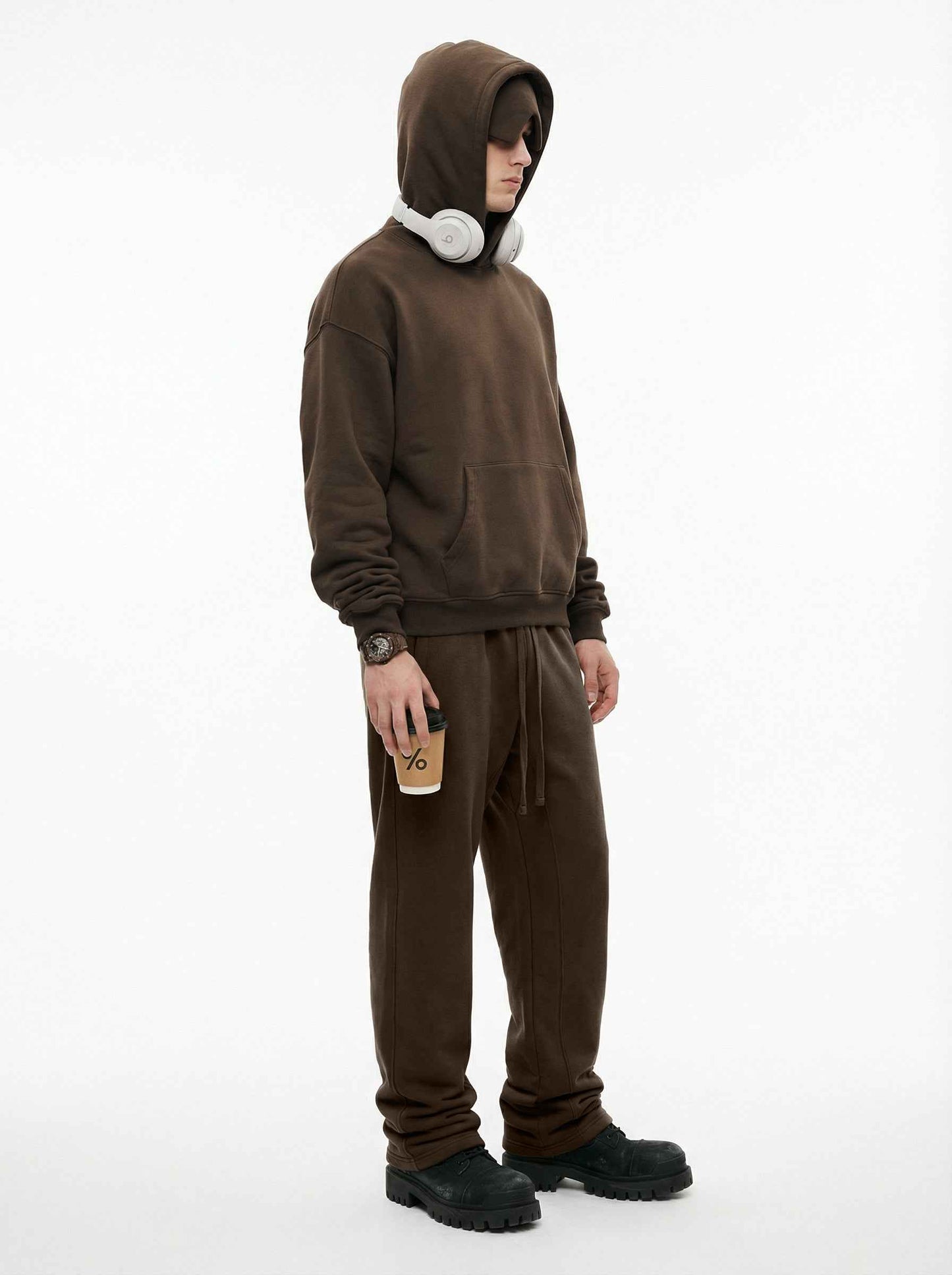 345GSM Men's Eye-Patch Hoodie Basic Plain Solid Color