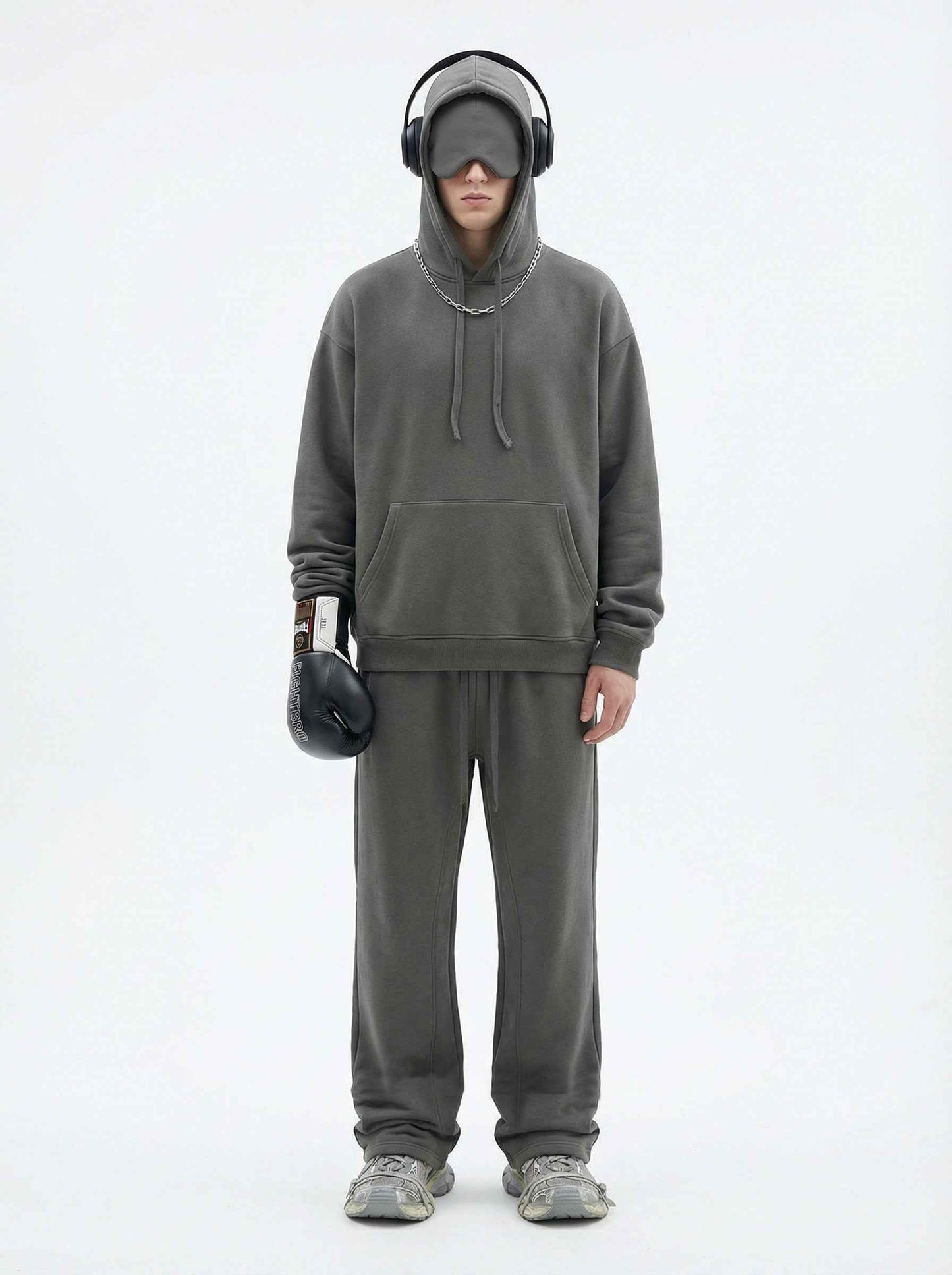 345GSM Men's Eye-Patch Hoodie Basic Plain Solid Color
