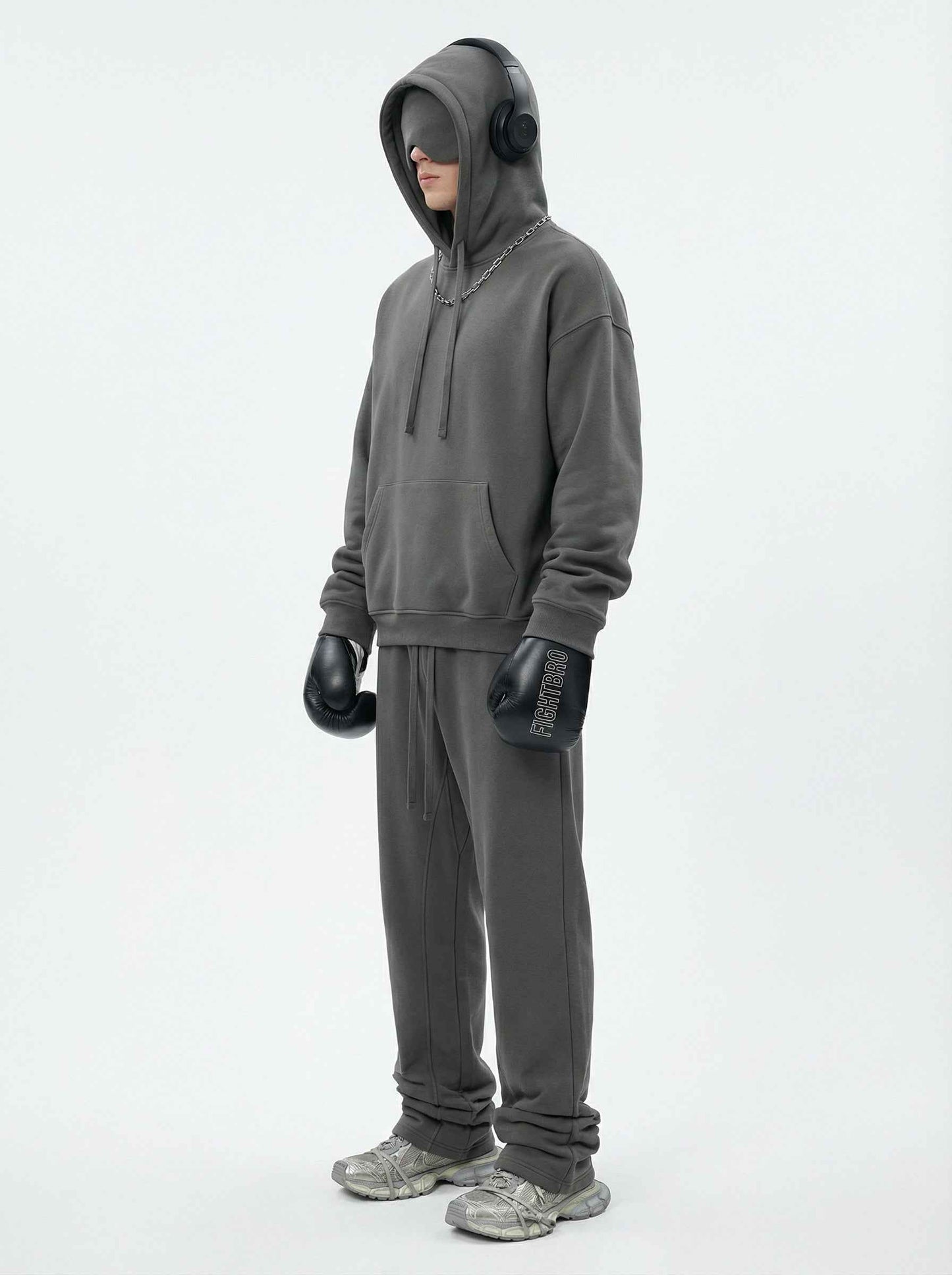 345GSM Men's Eye-Patch Hoodie Basic Plain Solid Color