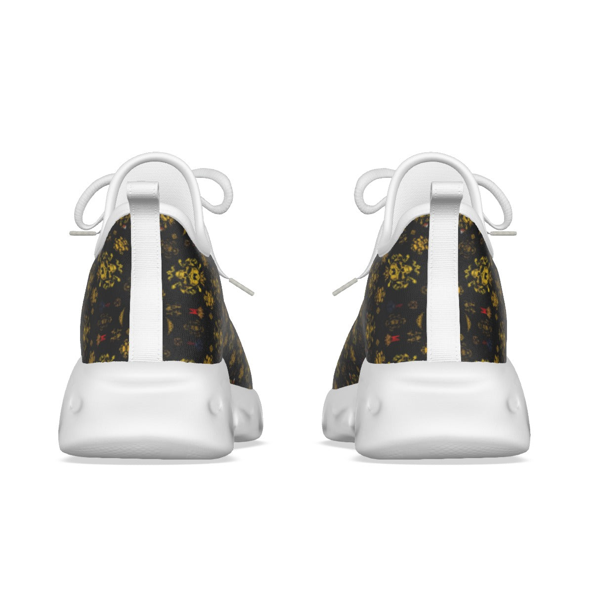 Back view of Munsieur luxury athletic shoes men with floral pattern and white soles