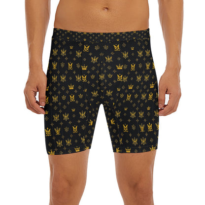Munsieur luxury men's boxer briefs in black with gold royal pattern and comfortable fit