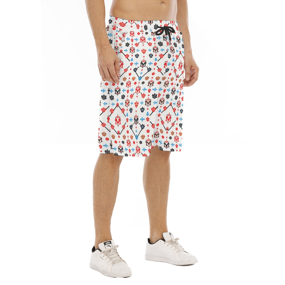 Munsieur luxury men's gym shorts urban style with multicolor pattern and black drawstring