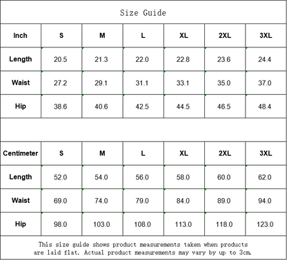Size guide chart for Munsieur luxury men's gym shorts urban style detailing length waist and hip measurements