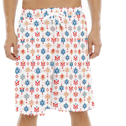 Munsieur luxury men's summer shorts with colorful red and blue pattern and comfortable fit