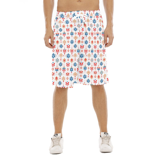 Munsieur luxury men's summer shorts with colorful red and blue pattern and comfortable fit