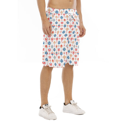Munsieur luxury men's summer shorts with colorful geometric pattern and drawstring waist