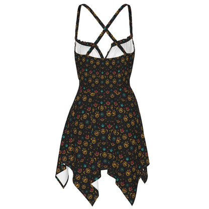 Munsieur luxury printed summer dress for women with colorful floral pattern and crisscross back straps