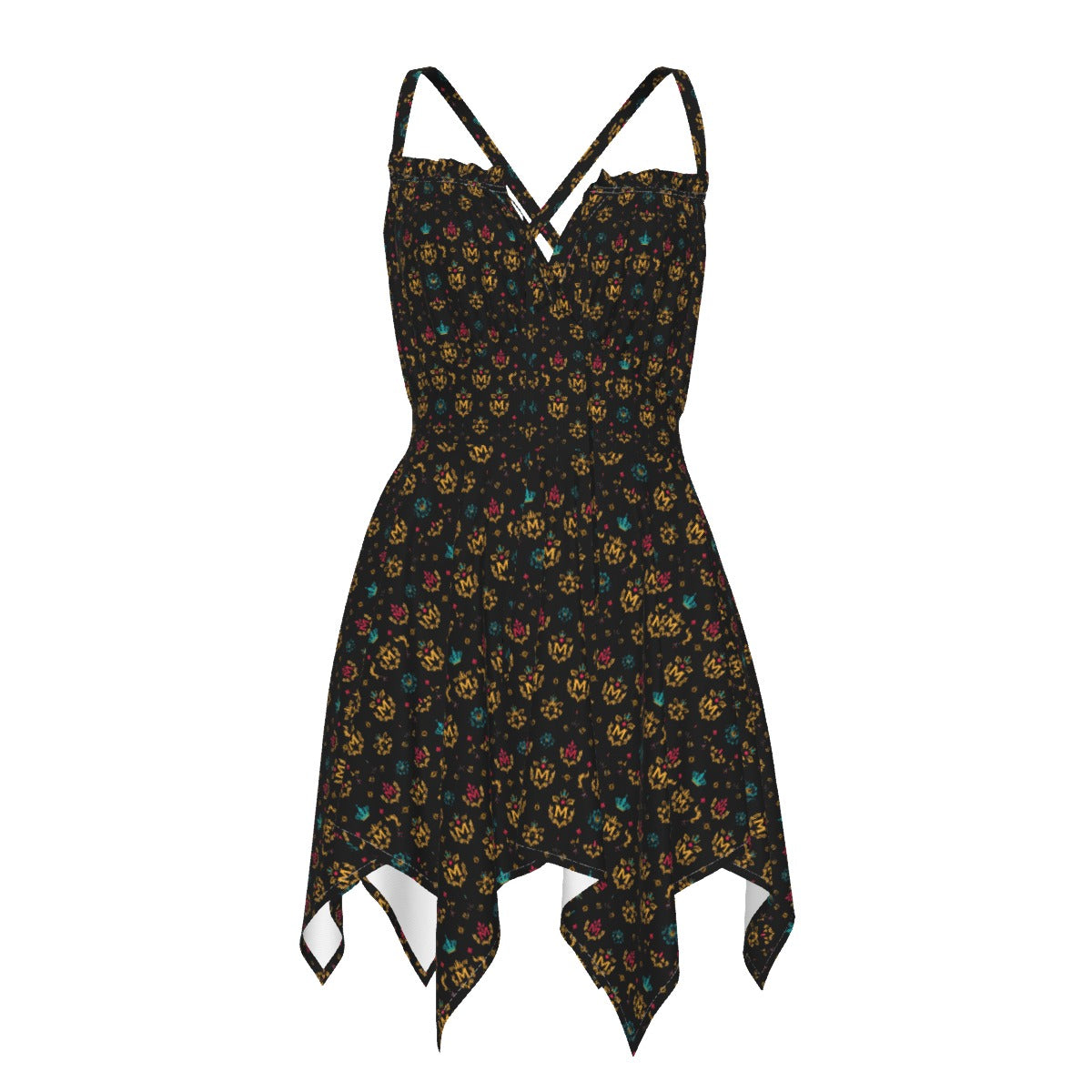 Munsieur luxury printed summer dress for women with floral pattern and handkerchief hem