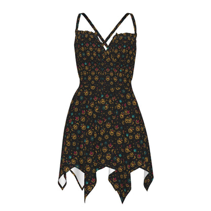 Munsieur luxury printed summer dress for women with floral pattern and handkerchief hem