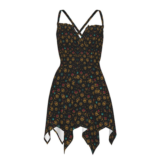 Munsieur luxury printed summer dress for women with floral pattern and handkerchief hem