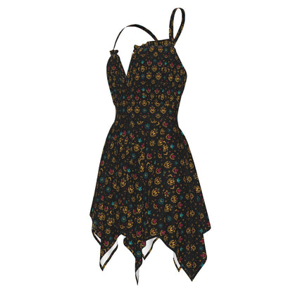 Munsieur luxury printed summer dress for women with floral pattern and asymmetrical hem