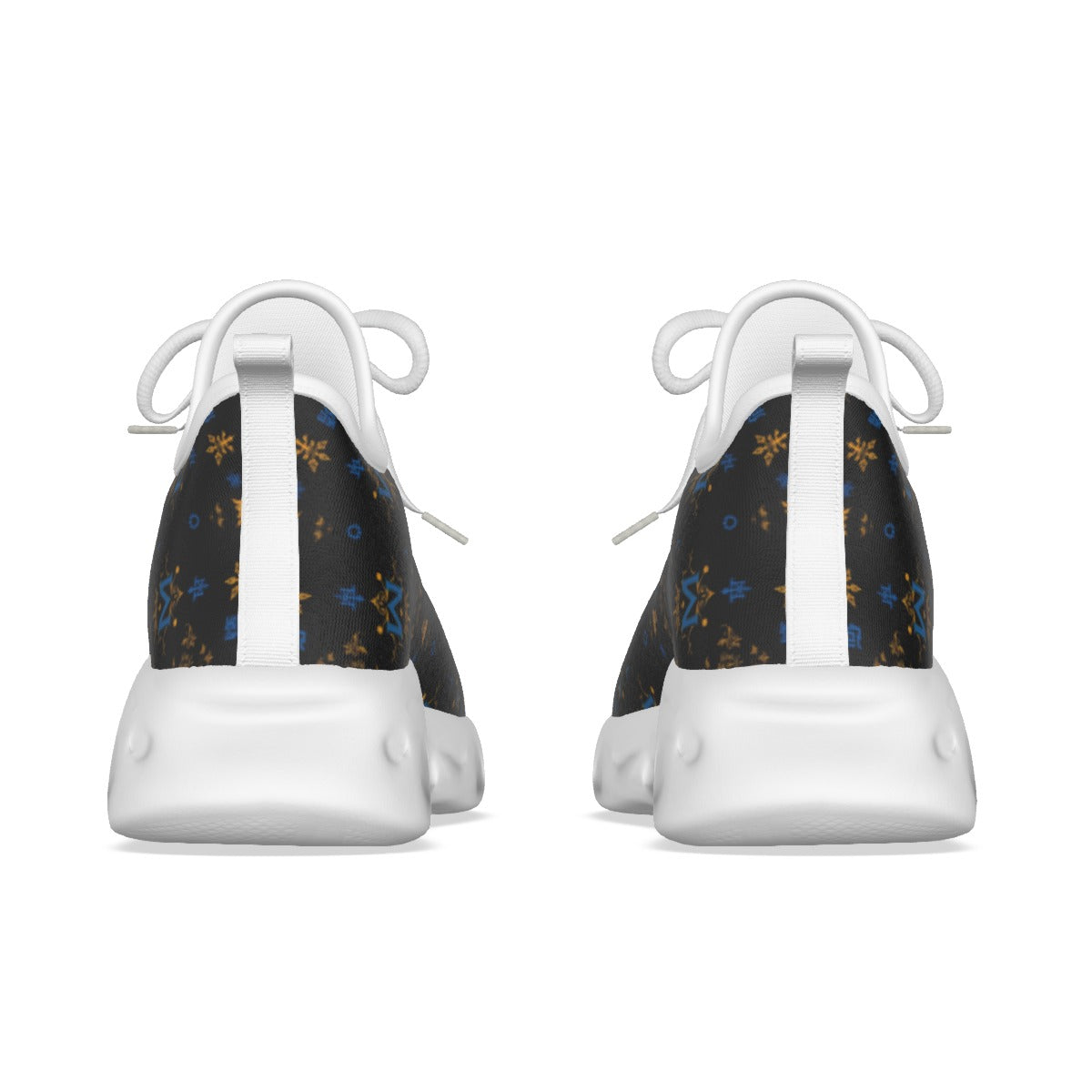 Munsieur luxury streetwear running shoes with black and brown pattern viewed from the back
