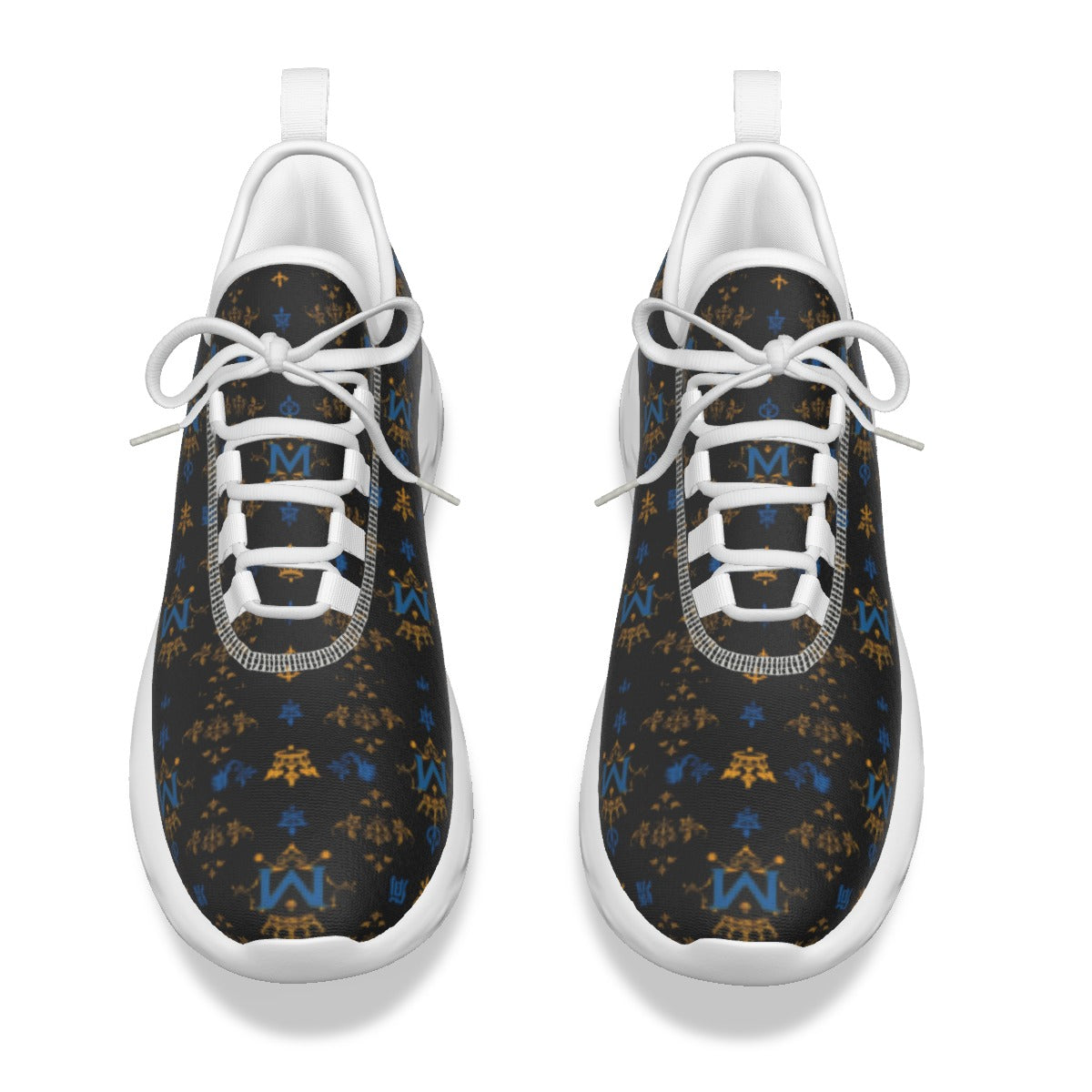 Munsieur luxury streetwear running shoes with black and brown patterned upper and white soles