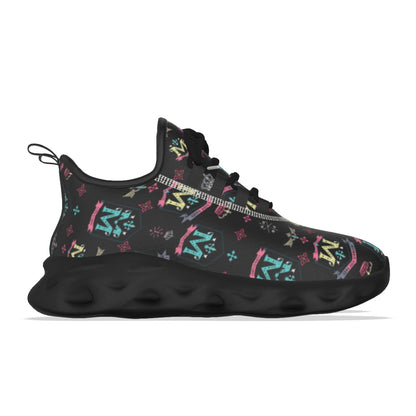 Munsieur men's athletic streetwear shoes with black sole and colorful pattern design