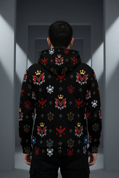 Men's Hoodie MUNSIEUR All - Over Print Heavy Fleece Zip Up "Ambitious" - Munsieur
