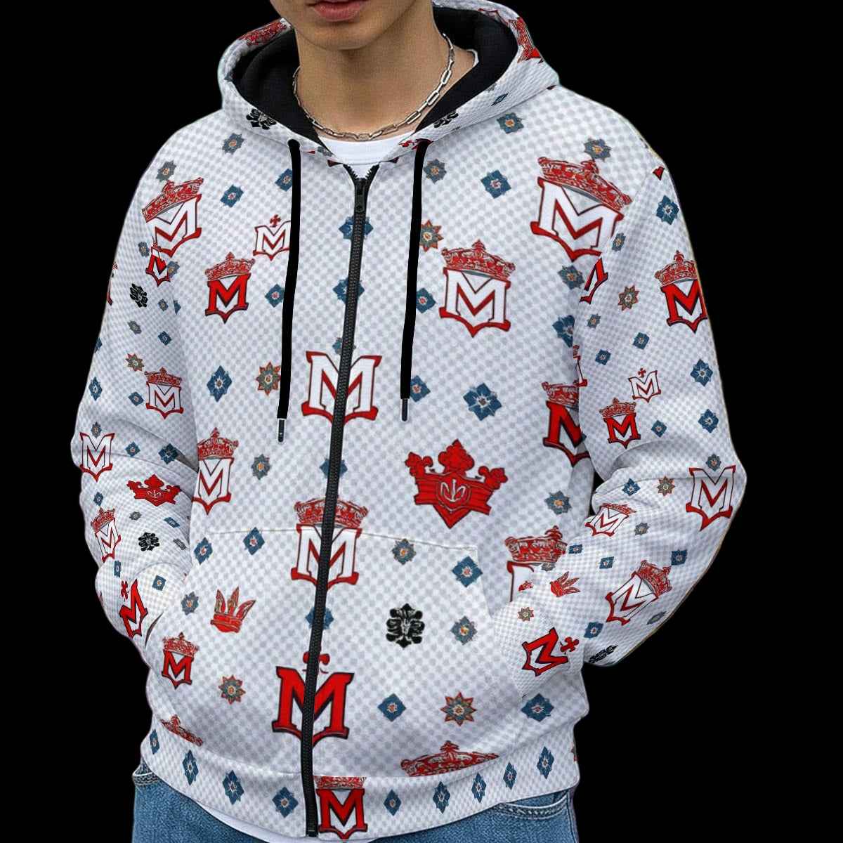 Men's Hoodie MUNSIEUR All - Over Print Heavy Fleece Zip Up "American Standard" - Munsieur