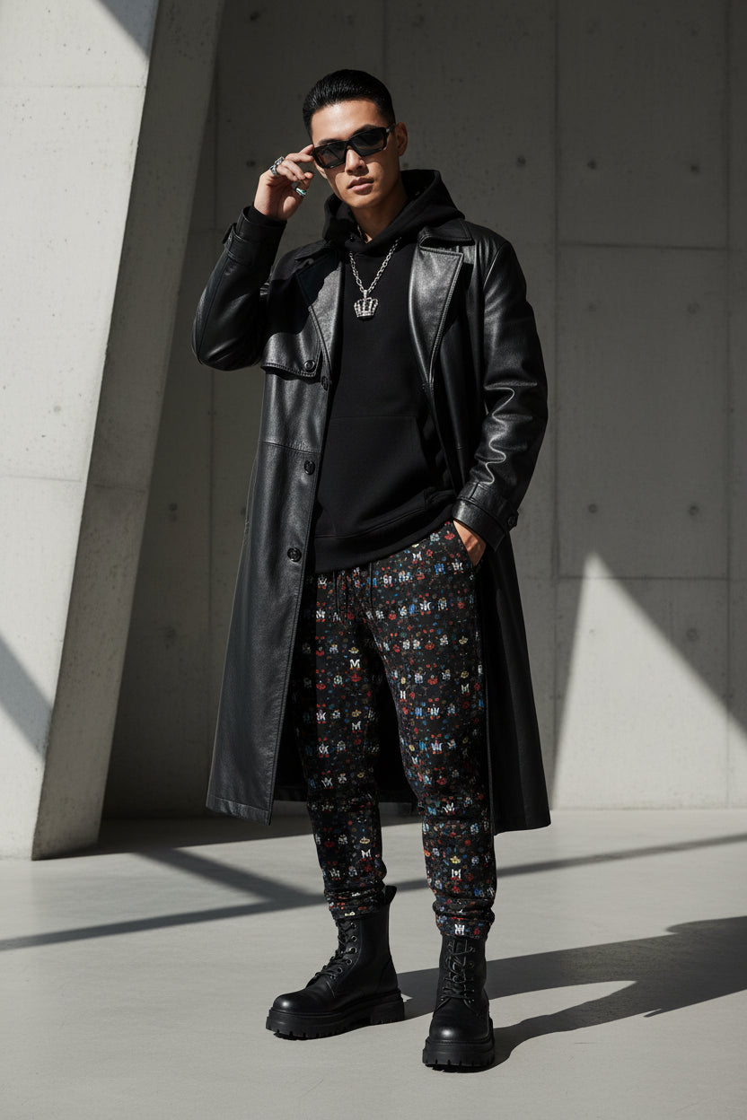 Men's Joggers MUNSIEUR All - Over Print Knitted Fleece "Coolie" - Munsieur