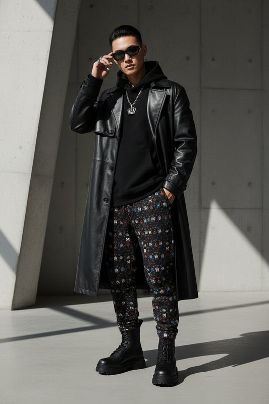Men's Joggers MUNSIEUR All - Over Print Knitted Fleece "Coolie" - Munsieur